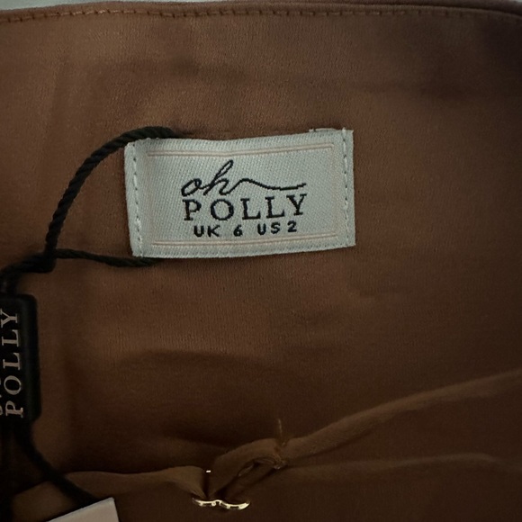 NWT OH Polly Nola Bias Cut Satin Crop Top in Mocha (US 2) - Picture 5 of 6